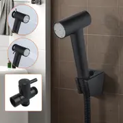 Black 2 Functions Handheld Douche Bidet Toilet Spray Jet Shattaf Kit 1.2m Hose with Diverter