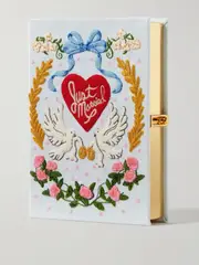 [Olympia Le-Tan] Olympia Le-Tan - Just Married Embroidered Appliquéd Canvas Clutch - Sky blue - One size One size Blue
