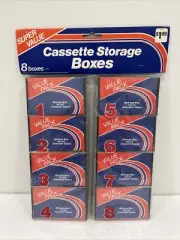 Cassette Storage Boxes Super Value 8 Pack New Old Stock 1984 Made In Hong Kong