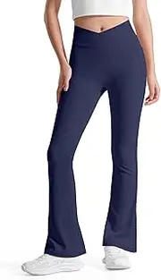 [BOOPH] Girls Flare Leggings with Pockets Cross High Waisted Yoga Pants Bell Bottoms Athletic Pants