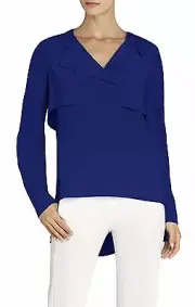 NEW BCBG MAX AZRIA BLUE IRIS SABIAN SILK TRENCH BLOUSE TOP BID1P426/S219A SZ M