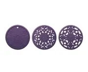 P17 3PCS Purple Hollow Classic Flower Insulation Pad Dining Table High Temperature and Anti-scald Bowl Mat Washable Placemats