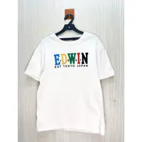 在飛比找蝦皮購物優惠-Edwin 專櫃 繽紛Logo白色純棉短T