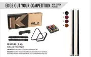 KODA SILVER Pool Table Accessory Kit Black Finish With 2 Pool Cues
