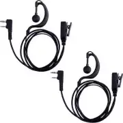 2 Pin G Shape Walkie Talkie Earpiece with PTT Mic Two Way Radio Headset - 2 Pack