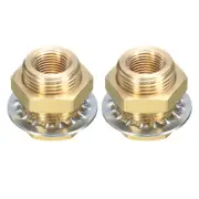 2Pcs Brass Bulkhead Fitting NPT 3/8" Water Tank Connector with Washers