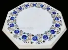Octagonal Marble Coffee Table Top Lapis Lazuli Stone Inlay Work Lawn Side Table