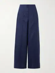[Andres Otalora] Andres Otalora - Encontrarte Linen Wide-leg Pants - Navy - US10 US 10 Blue