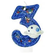 Spaceship Number 3 Birthday Candles - Outer Space Universe Birthday Candles