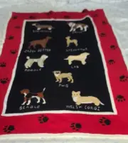 RARE HSN Storybook Knits Dog Print Throw Blanket 40"x60" dashshund, collie, Pug