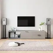 VRAXO Speaker Stands 2 pcs Black Tempered Glass 3 Pillars Design -9.52KG,51804