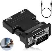 HDMI to VGA Adapter HDMI Female to VGA Male Converter Connector Adapter with Full HD 1080P Jack Stereo Audio Video Output HDMI to VGA Cable for Monitor TV Computer Laptop PC Projector and More
