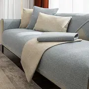 [Xiao Hua] Rustic Linen Textured Sectional Couch Covers Sofa Slipcover for Furniture Protector-35.4 * 47.2inch,Blue