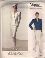Vogue Sewing Pattern 1158 Bill Blass Vintage Jacket and Skirt, Size 12, Uncut FF