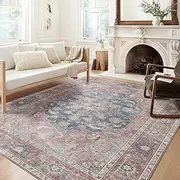 HiChiclife Area Rugs Non-Slip Washable Carpet, Vintage Persian Rug Kitchen Rugs & Mats Soft Floor Rugs for Living Room Bedroom Kitchen Floor Indoor Office Rug Home Decor(Pink, 200×250cm)
