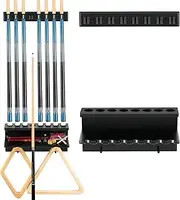 EXTCCT Pool Cue Rack Stick Holder Billiards Pool Cue Rack Hardwood Pool Cue Set Holder for 8 Cues Sticks Storage Pool Table Accessories Equipment Organizer