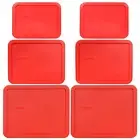 Pyrex 7212-PC 7211-PC 7210-PC Red Storage Container Lid 6PK New for Glass Dish