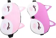 ADOCARN 2pcs Cute Cartoon Fox Eye Masks for Blindfolds with Elastic Band Breathable for Comfortable Sleep Travel