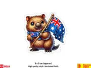 Vinyl sticker decal Wombat with Australian Flag Cute Aussie scrapbook car window