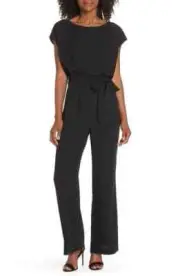 ELIZA J Cap Sleeve Wide Leg Jumpsuit In Black WOMENS SIZE 16 ***MISSING BELT NEW