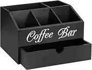 Coffee Tea Holder Basket, Coffee Bar Accessories, Wood Pods Holder Storage Basket | Elegant Wooden Storage for Pods, Tea Bags, or Home Bar Organization