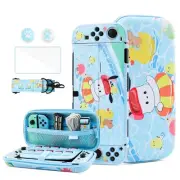 8 in 1 Cute Switch OLED Case Accessories Kit, with Blue Carrying Travel Bag P...