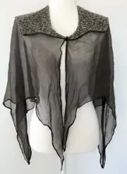 NEW Vintage SASS & BIDE Into the Night Brown Grey Beaded Embellished Cape Jacket