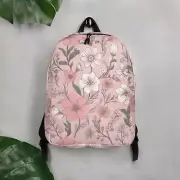 Pink Floral Print Minimalist Backpack