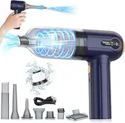 Musclez Car Vacuum Cleaner, 15000PA Mini Portable Handheld Car Vacuum Rechargeable Dust Buster, Wireless Air Blower, LED Display Powerful Cordless Vacuum Cleaner for Home Pet Hair Office(Blue Gray)