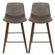 Artiss Cafe Barstool Wood Walnut 2 Pack Elegant Wooden Seat Structure New