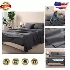 California King Flannel Sheet Set - Hypoallergenic and Machine Washable in Grey