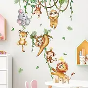 2-Piece Wall Sticker Jungle Animals, Wall Stickers for Children's Room, Jungle Animals, Trees, Vines, Wall Stickers, Animal Parties, Wall Stickers, Lions, Monkeys, Koalas, Animals, Wall Stickers for