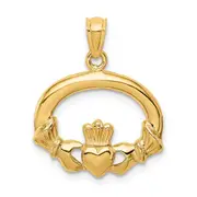 14k Yellow Gold Polished Claddagh Pendant