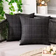 Outdoor Waterproof Throw Pillows Pack of 2, Black