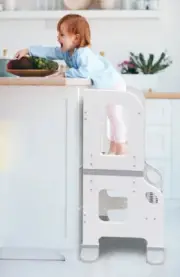 Kids Kitchen Buddy Helper 2 in 1 Step Stool Ages 1 to 3 Safe Up To 100 lbs Gift