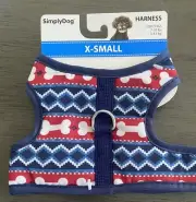 SIMPLY DOG Red,White,Blue "BONES" HARNESS Puppy/Dog -XSMALL