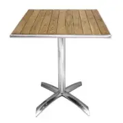 Cafe Table 600mm Square Flip Top Alum & Wood Bolero Nesting Compact Restaurant