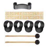 9pcs Wood Tongue Drum Drumstick Finger Sleeves Hand Pan Percussion Accessories f