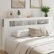 LED Headboard White 200 cm Engineered Wood