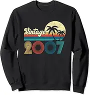 [X.Style] 16 Year Olds Men Women Vintage 2007 16th Birthday Retro Sweatshirt ds082 Sweater (S) Black