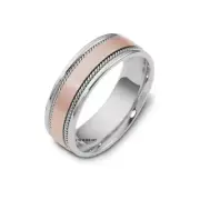 TWO TONE GOLD BRAIDED MENS WEDDING BANDS,10K WHITE & ROSE GOLD MENS WEDDING RING