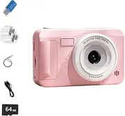 BYVCUI Kid Camera,Camera for Kid,4400W Pixels timed Photography 8X Zoom 2.4in IPS Screen Digital Camera Multiple Filters Digital Camera Christmas/Birthday 5 6 7 8 9 10 11 Year Old Girl Boy (Pink)