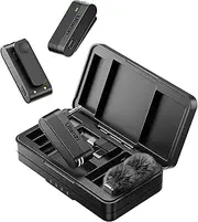 ULANZI A100 Wireless Lavalier Microphone, 360° Pickup Intelligent Noise Canceling Module Compact Lightweight, up to 13.5 Hours Recording time, Compatible with Android iOS Camera