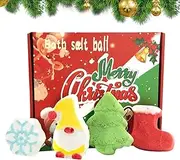 Natural Bath Bombs | 4 X Christmas Bathbombs for Kids,4 Fragrance and Shapes Handmade Fizzy Balls, Organic Home Spa Fizzies Bubble Bath for Kids Boys Girls