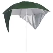 Outdoor Parasol With Side Walls Green Beach Grass Umbrella Water UV Resistant