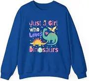 [X.Style] Just a Girl Who Loves Dinosaurs Kid Teen Toddlers Women Dino ds014 Sweater Royal L