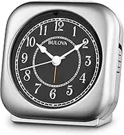 Bulova B1871 Silent Knight Alarm Clock, Silver-Tone