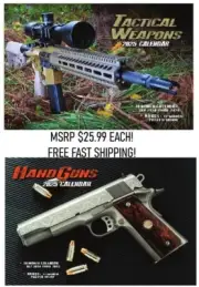2025 HANDGUNS & TATICAL WEAPONS WALL CALENDARS ar15 ak47 shotgun safe lock SALE
