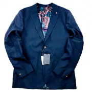 Ted Baker Matza Core Wool Jacket Blazer 2 Button Navy Mens Size 4 Large NWT $489