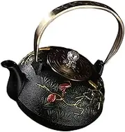 PEPLAYTAL Retro Iron Teapot with Infuser Handmade Antique Tea Kettle for Loose Leaf Blooming Tea Uncoated Cast Iron Design Present Special Occasions